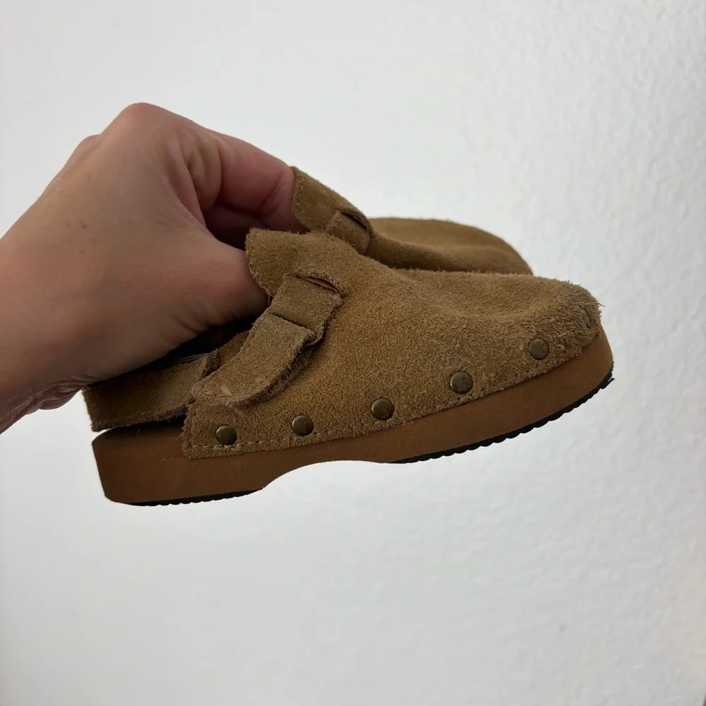 Zara kids toddler 24 suede clogs sandals mules with ankle strap